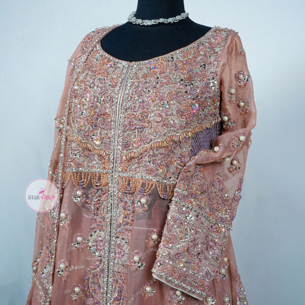 2 Piece Timeless Tea Pink Lehenga with Open Gown - Image 8