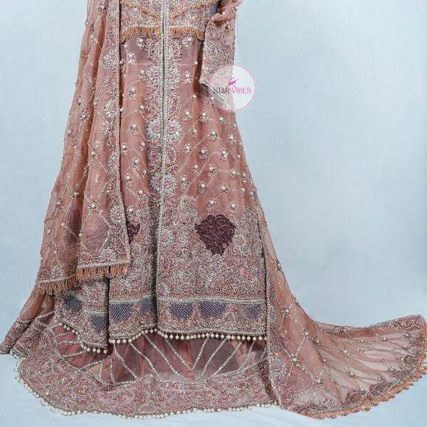 2 Piece Timeless Tea Pink Lehenga with Open Gown - Image 6