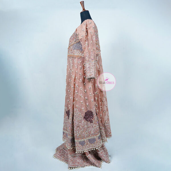 2 Piece Timeless Tea Pink Lehenga with Open Gown - Image 4