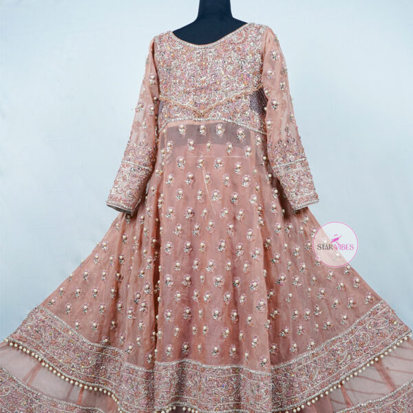 2 Piece Timeless Tea Pink Lehenga with Open Gown - Image 3