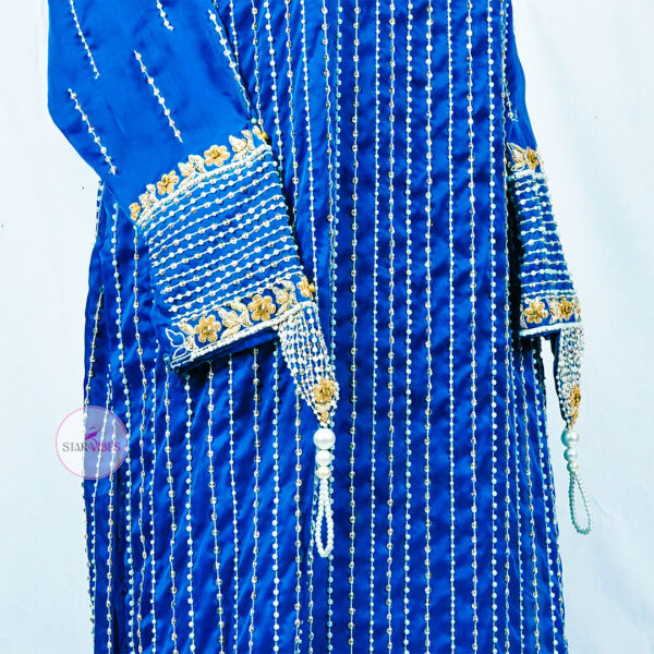 Hand-Embellished Shemraw Silk Long Shirt with Crinkle Dupatta - Image 6