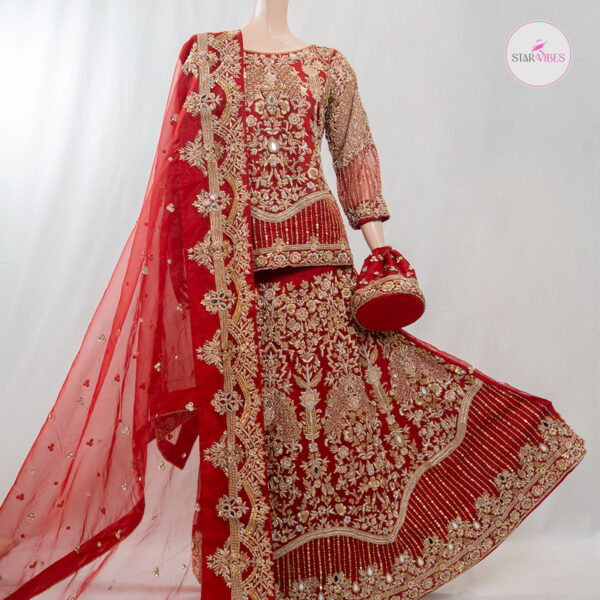 3 Piece Exquisite Red Rose Dress with Crystal Detailing - Image 11