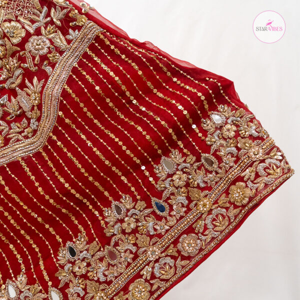 3 Piece Exquisite Red Rose Dress with Crystal Detailing - Image 12