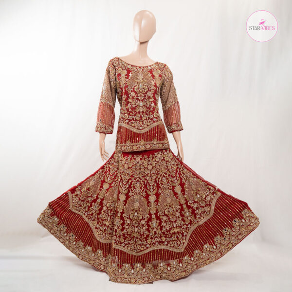 3 Piece Exquisite Red Rose Dress with Crystal Detailing - Image 17