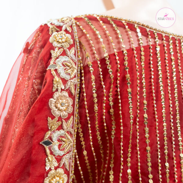 3 Piece Exquisite Red Rose Dress with Crystal Detailing - Image 4