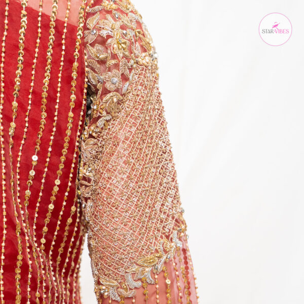 3 Piece Exquisite Red Rose Dress with Crystal Detailing - Image 5