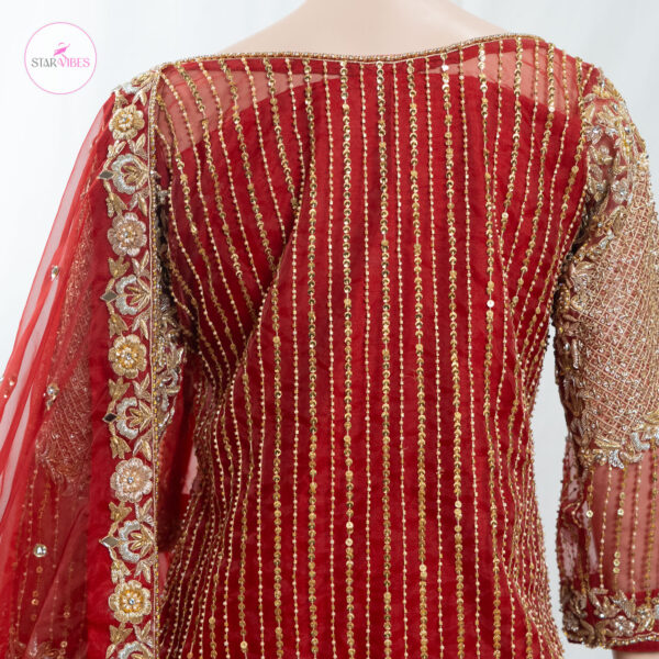 3 Piece Exquisite Red Rose Dress with Crystal Detailing - Image 6