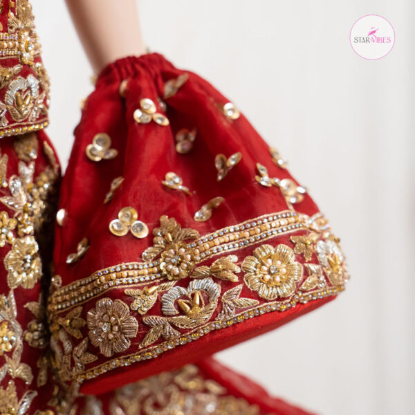 3 Piece Exquisite Red Rose Dress with Crystal Detailing - Image 7