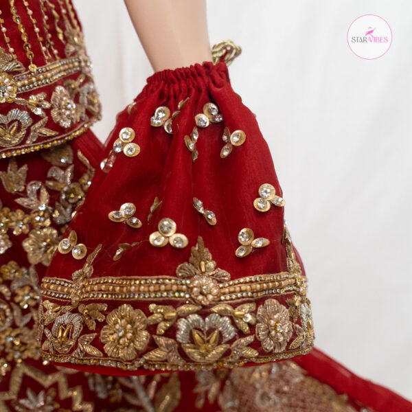 3 Piece Exquisite Red Rose Dress with Crystal Detailing - Image 8
