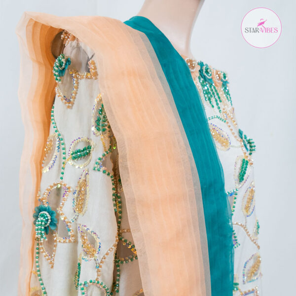 2 Piece Elegant Off-White Long Maxi with Full Handwork - Image 13