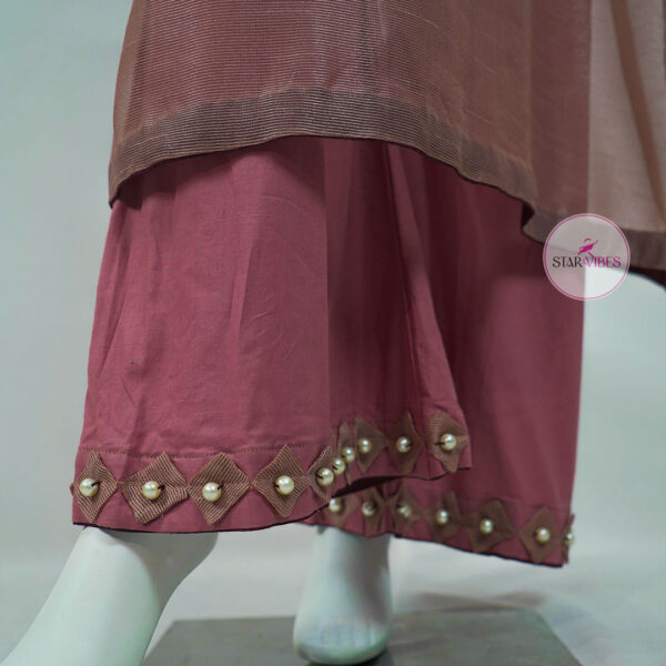 Tea Pink Party Dress with Hand Embroidered Katan Detailing - Image 8