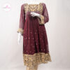 2 Piece Maroon Frock with Dabka and Crystal Detailing - Image 3