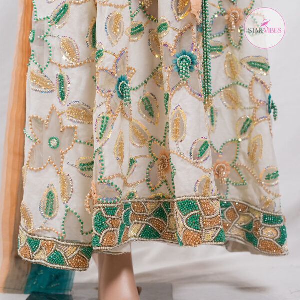 2 Piece Elegant Off-White Long Maxi with Full Handwork - Image 3