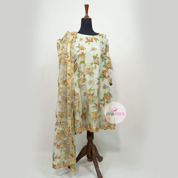 Golden Sitara Dress with Handcrafted Detailing - Image 3