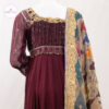 2 Piece Maroon Frock with Dabka and Crystal Detailing - Image 8