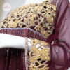 2 Piece Maroon Frock with Dabka and Crystal Detailing - Image 4