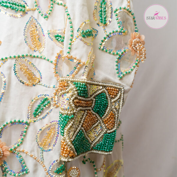 2 Piece Elegant Off-White Long Maxi with Full Handwork - Image 4