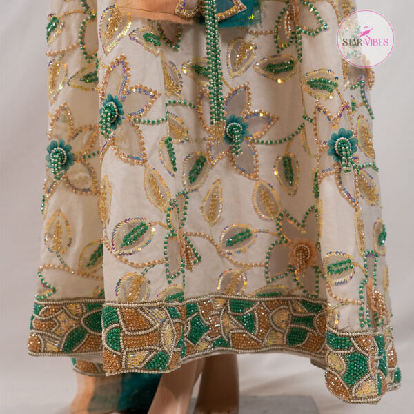2 Piece Elegant Off-White Long Maxi with Full Handwork - Image 5