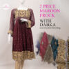 2 Piece Maroon Frock with Dabka and Crystal Detailing