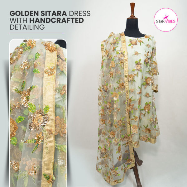 Golden Sitara Dress with Handcrafted Detailing