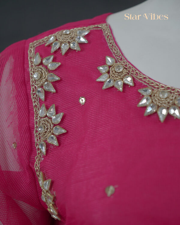Shocking Pink 3-Piece with Zardozi, Crystal & Sitara Work - Image 4
